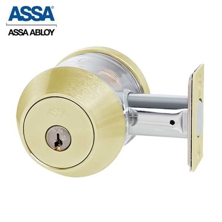 ASSA ABLOY 7000 Series Maximum+ Grade 1 Single Cylinder Deadbolt Bright Brass KD ASS-7900-605-3-F-COMP-KD-0A7